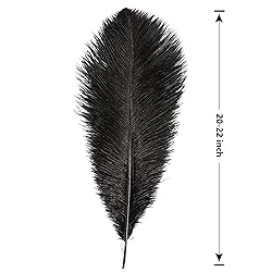 THARAHT Black Ostrich Feathers 12pcs Large Natural