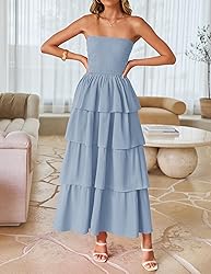 ZESICA Women‘s Summer Boho Strapless Maxi Dress