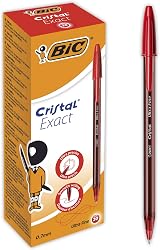 BIC Crystal Exact Fine Point Pens 0.7 mm Red Box of 20