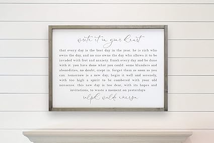 Panneau En Bois Encadre Avec Citation De Ralph Waldo Emerson Et Citation Inspirante Emerson Amazon Fr Cuisine Maison