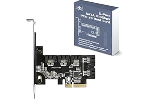 Vantec 5-Port SATA III 6Gbps PCIe x4 Host Card (UGT-ST655) for Desktop, Laptop; Windows 11/10/8/7, Linux