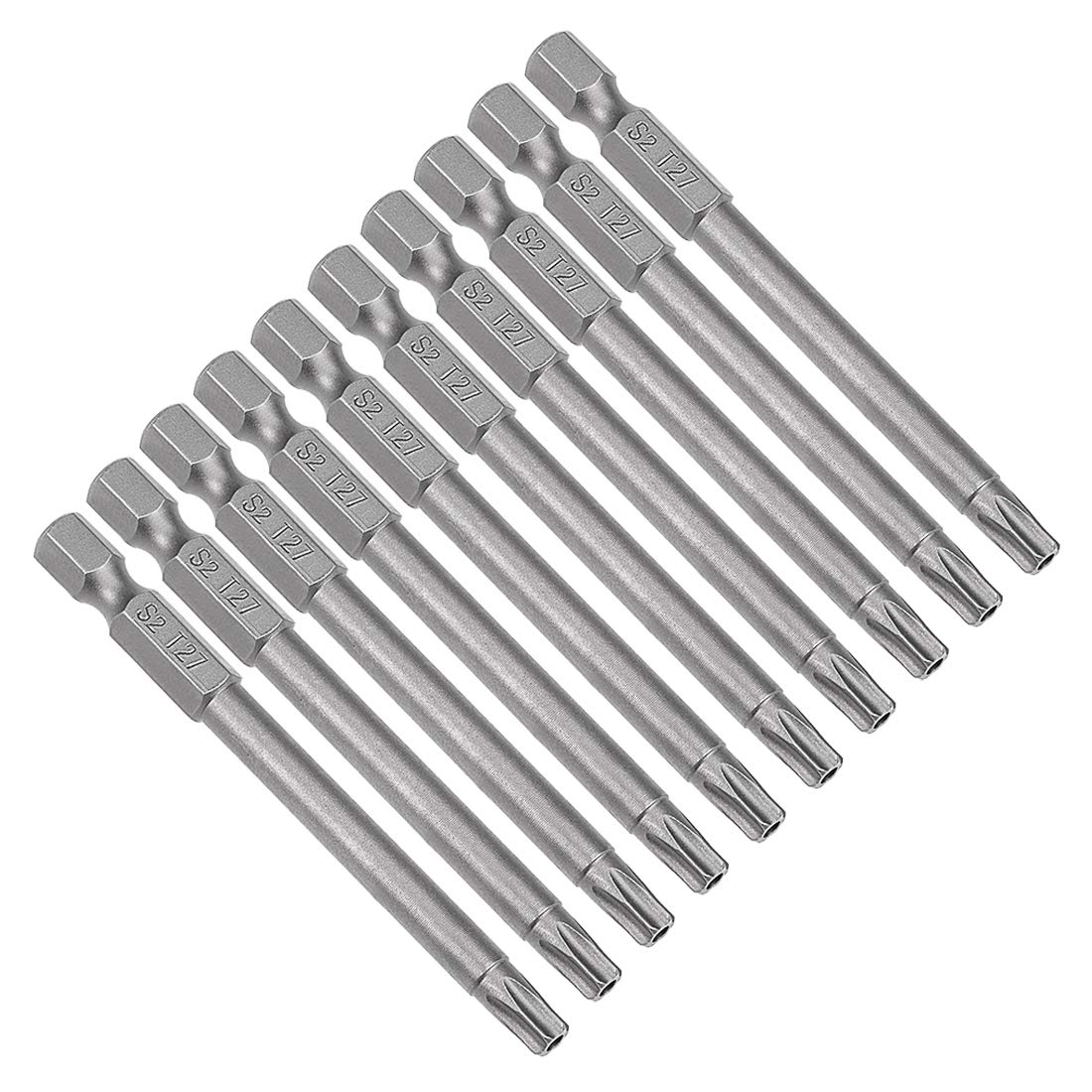 sourcing map 10 Pcs 1/4" Hex Shank T27 Magnetic Security Torx Screwdriver Bits 75mm Length
