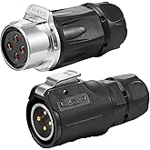CNLINKO LP-20 4 PIN Waterproof Connector, IP68 Circular Connector, Quick Plugging Aviation Connector, PBT Plastic Shell Solder Connector, Marine Industry Connector Male Plug Inline Plug-in (4 PIN)