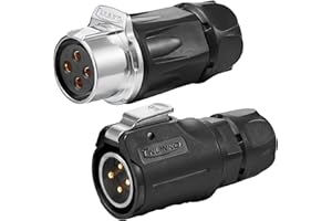 CNLINKO LP-20 4 PIN Waterproof Connector, IP68 Circular Connector, Quick Plugging Aviation Connector, PBT Plastic Shell Solder Connector, Marine Industry Connector Male Plug Inline Plug-in (4 PIN)