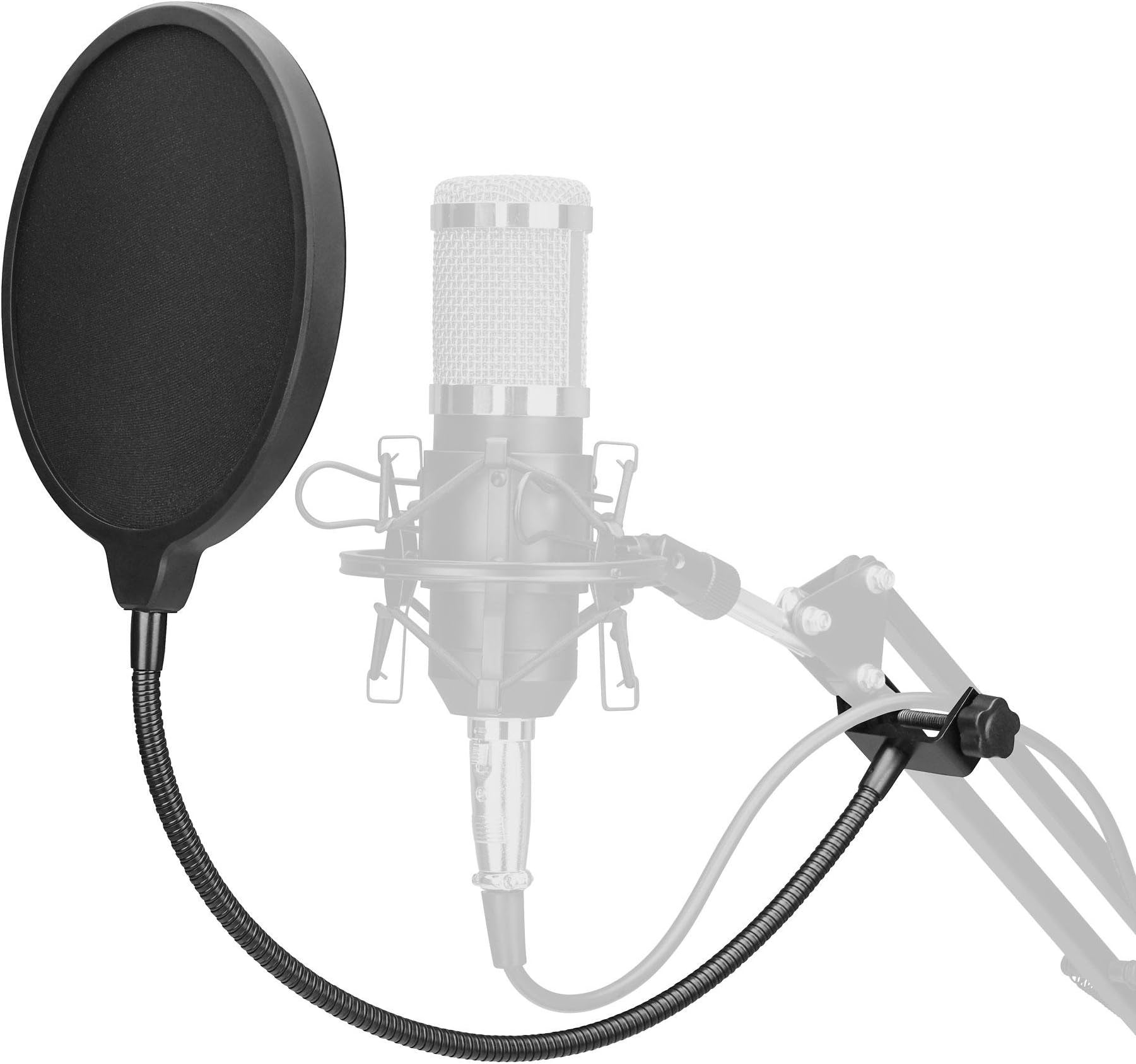 McGrey/PK 20 Shied Pop Filter (Nylon Double, Diameter 15 cm Tube Diameter 38 cm gooseneck clip to 30 mm Black