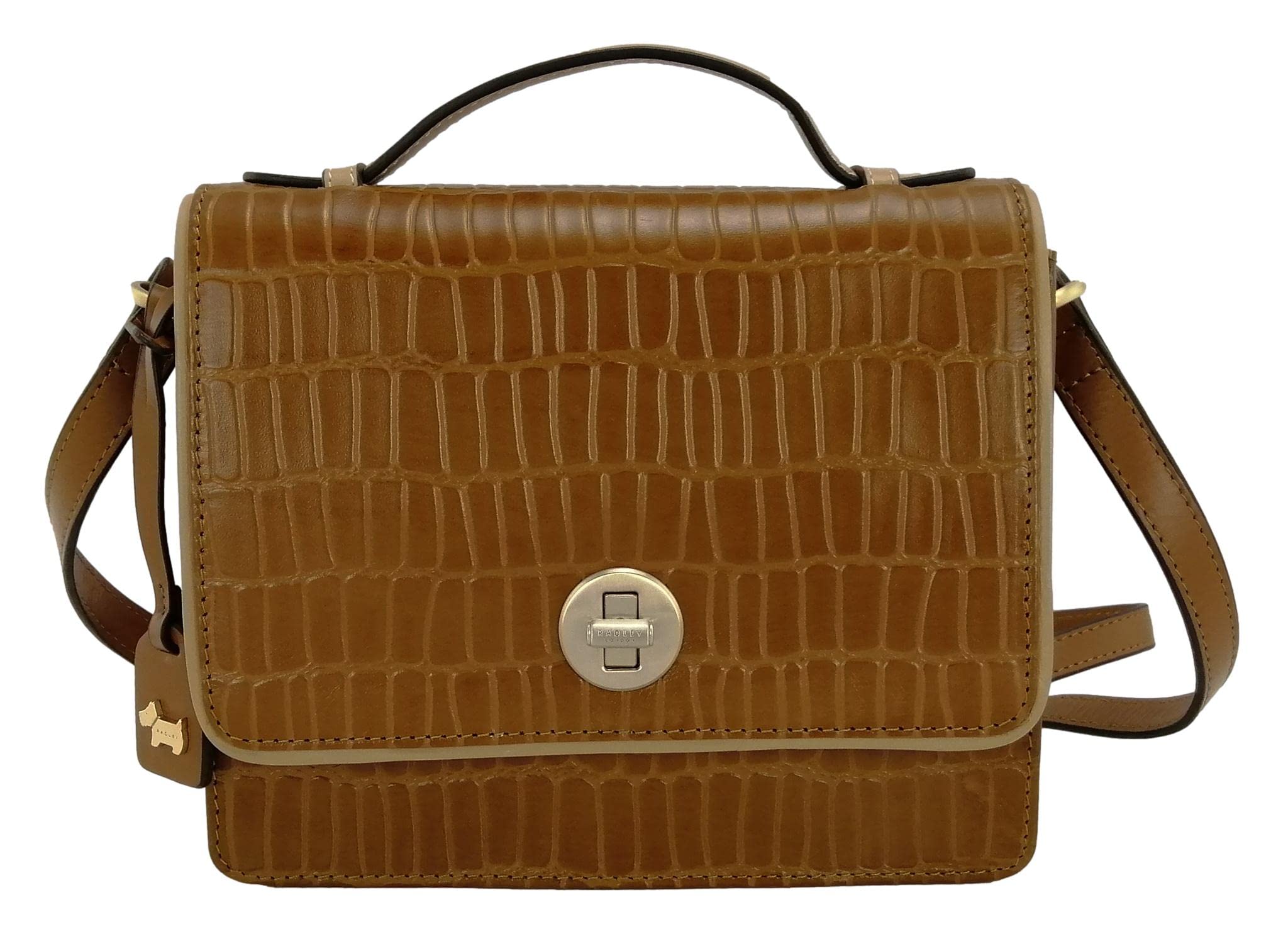 Radley Crossbody Bag Faux Croc Small to Medium Flapover Oakworth Road (Tan)