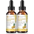 M inch Magnesium Glycinate Liquid Drops, Magnesium Liquid Supplement with Cellulose Fiber, Bromelain, Vitamin B6, C, D, Zinc, Support Night, Muscle, Relax, Bone, Mood, Pineapple Flavor, 2 Pack
