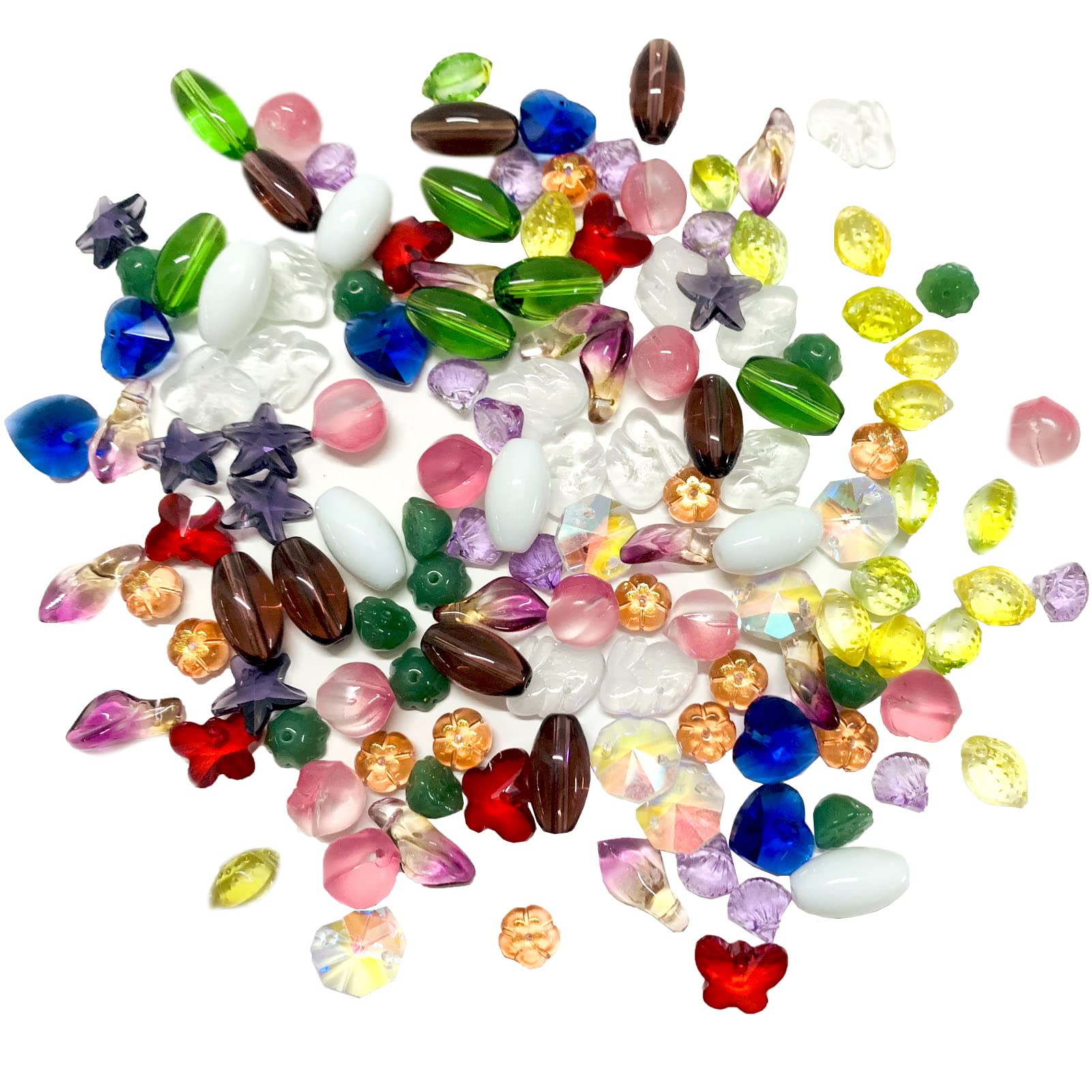 FAPUMOE Random Assorted Glass Beads (100 PCS) for Jewelry Making, Mixed Shapes & Colors Lampwork Loose Beads for Most Major Charm Bracelets