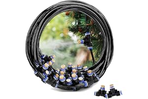H&G lifestyles Misters for Patio Misting System 75.46FT (23M) Misting Line 25 Brass Mist Nozzles Brass Adapter for Patio Garden Umbrellas Greenhouse Trampoline