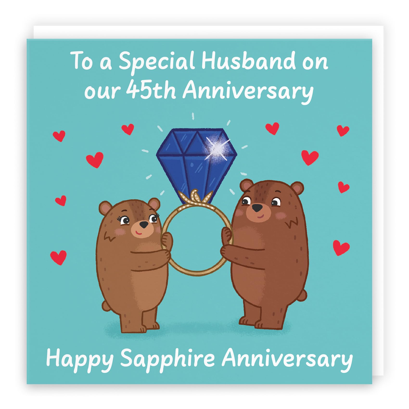 Hunts England - Husband 45th Anniversary Card - Sapphire Anniversary - 45 Years - Cute Fun Bears Card - Love Story Collection