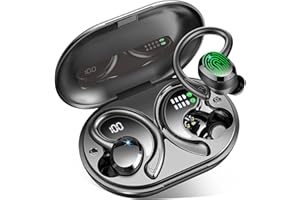 RULEFISS Wireless Earbuds Sport, 2025 Bluetooth 5.4 Headphones 3D Bass Hi-Fi Stereo Over Ear Buds, 60H ENC Noise Cancelling Headset with Earhook, IP-X7 Waterproof Earphones Workout Running Gym for Android iOS