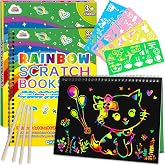 ZMLM 2 Pack Rainbow Scratch Paper Art: Notebooks Arts Supplies and Crafts | Scratch Art Crafts for Kids Ages 4-8 Girls Boys Kits School Games Birthday Gift Christmas Activities Party Travel Toys