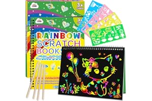 ZMLM Scratch Paper Art Notebooks - Rainbow Scratch Off Art Set for Kids Activity Color Book Pad Black Magic Art Craft Supplie