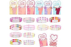 LANGASQUE Valentines Day Gifts, 24 Pack Friendship Bead Bracelet with Valentines Day Cards, Valentines Day Party Supplies for School Classroom Prizes Exchange Gift (Heart Style)