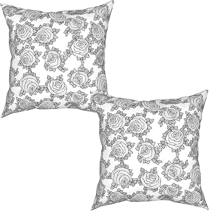 Amazon クッションカバー柔らかい おしゃれかわいいバラのモノクロのシームレスなパターンと花の装飾的な黒と白の背景インテリア飾ソファ背当て枕カバー り 2枚セット50x50cm 枕カバー ピローケース オンライン通販