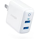 Anker Dual USB Wall Charger, PowerPort II 24W, Ultra-Compact Travel Charger with PowerIQ Technology and Foldable Plug, for iP