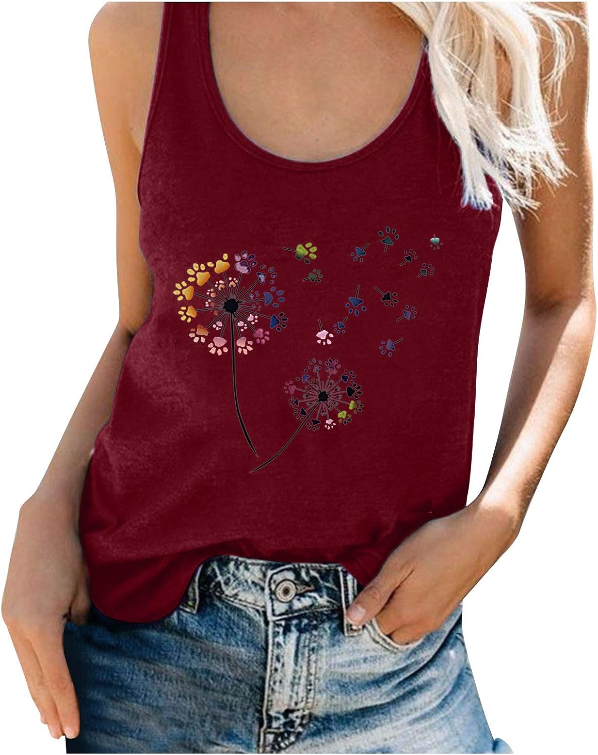 t Shirt Damen Sommer, Damen lässig lose Unterhemd Bedruckt ärmelloses