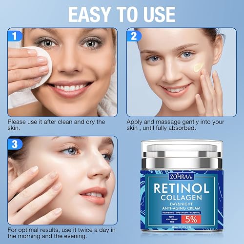 Retinol Anti-Aging Gesichtscreme – Mit Kollagen & Hyaluron, Für Alle Hauttypen, 50 G