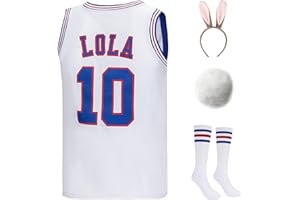 MS.ING Lola #10 Bugs #1 Bunny Jerseys Halloween Costumes Set Space Movie Basketball Jersey with Headband Knee Socks