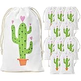 Kreatwow Cactus Party Favor Bags Fiesta Drawstring Candy Loot Bags for Birthday Party Baby Shower Bachelorette Wedding 12 Pack 5 x 8 inches