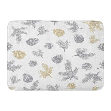 Amazon Com Emvency Bath Mat Hipster Vintage Pine Cones Pattern