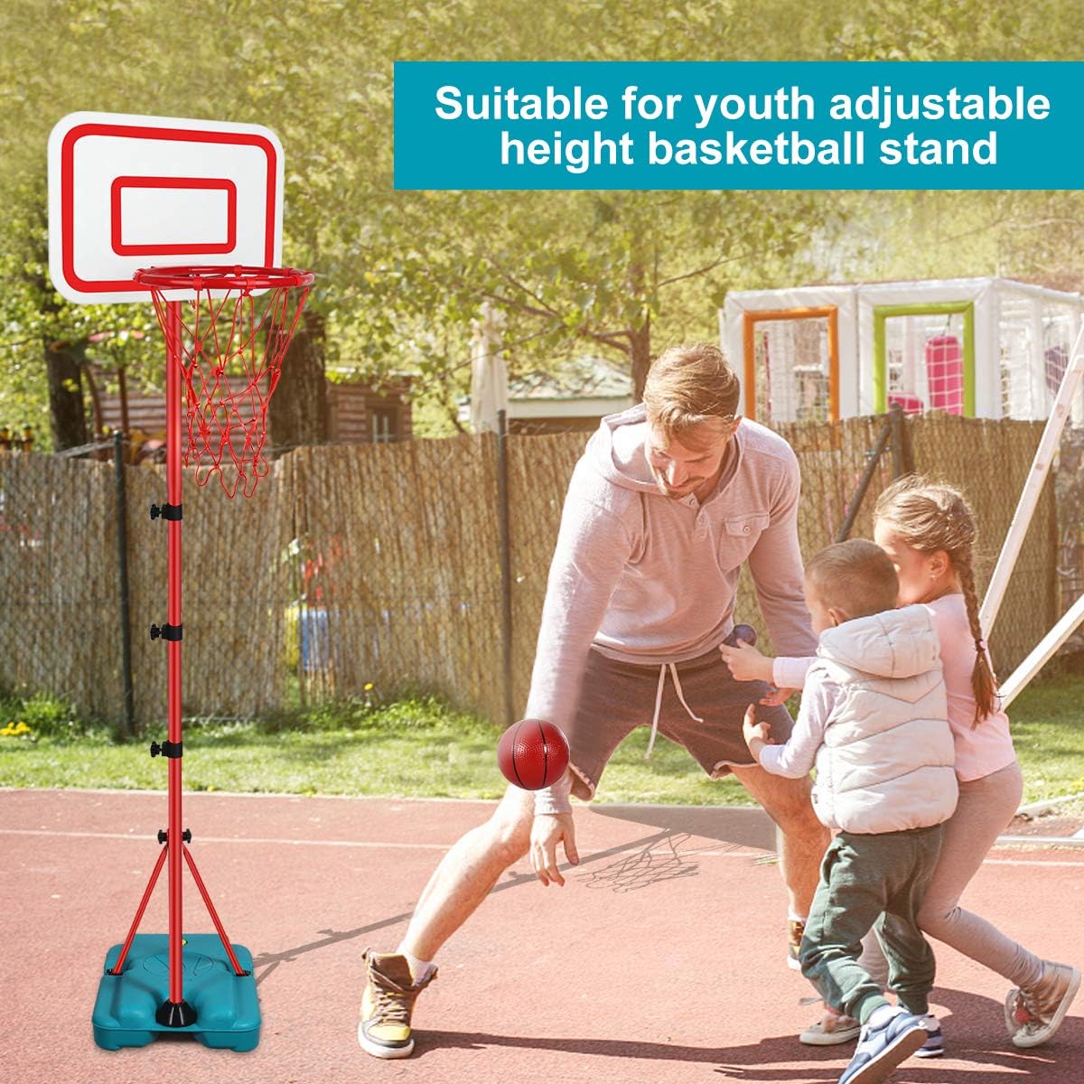 N/C Kids Basketball Hoop Stand Adjustable Height 2.9 ft -6.2 ft Indoor Basketball Hoop Outdoor Toys Outside Backyard Games Mini Hoop Basketball Goal Gifts for Boys Girls Toddlers Age 3 4 5 6 7 8: Toys & Games