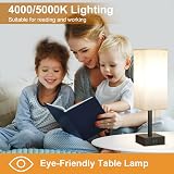 Aooshine Bedside Lamp with USB C+A Ports 3 Color Modes Beige Shade view 5