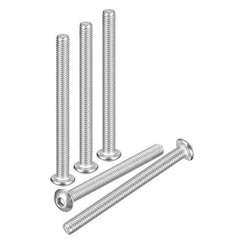 DTGN M5-0.8x60mm Button Head Socket Cap Screws - 15Pack - Good for Road Bicycle, Mountain Bike, Auto, Motorcycle - 304 Stainless Steel Whitewashed - Hex Socket Drive Fasteners