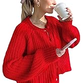 YKR Womens Fall Cardigan Sweater Long Sleeve Chunky Knit Open Front Button Loose Casual Cardigan Coat