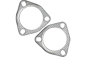 YGQ 2.5 Inch Exhaust Gasket 3-Bolt 63.5mm Flange High Temperature Graphite w/Fire Ring Replacement 2 Pcs
