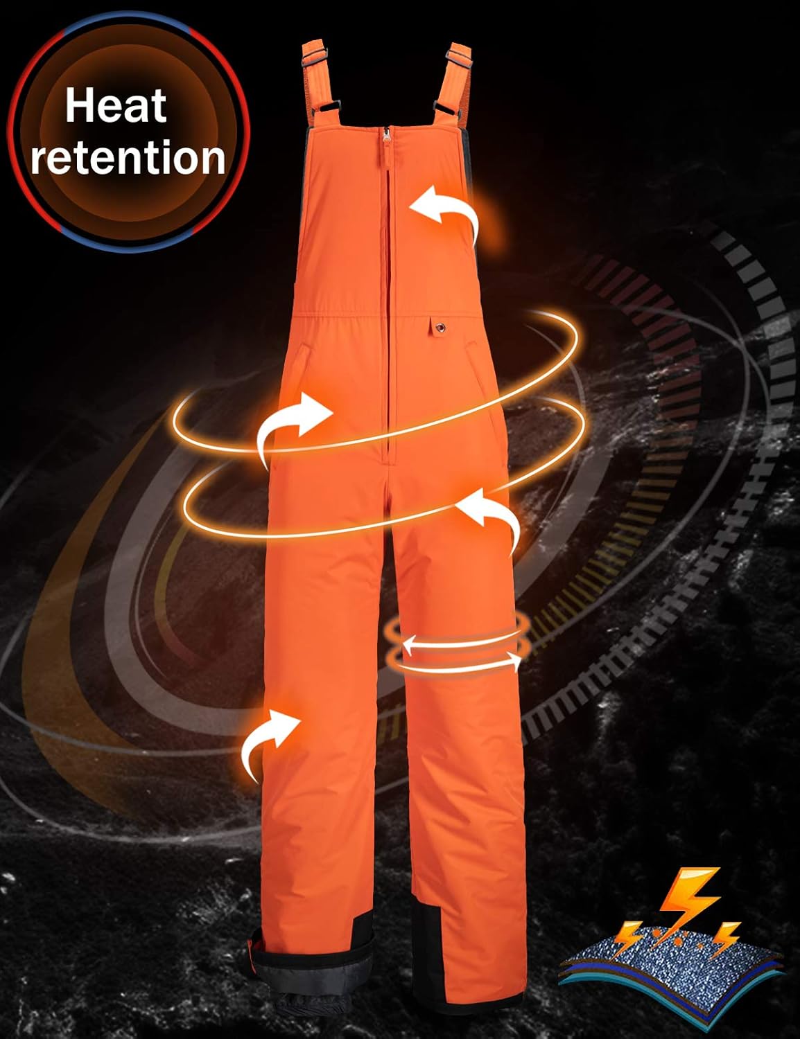 GEMYSE Men's Insulated Waterproof Ski Bib Overalls Winter Snowboarding Pants: Clothing