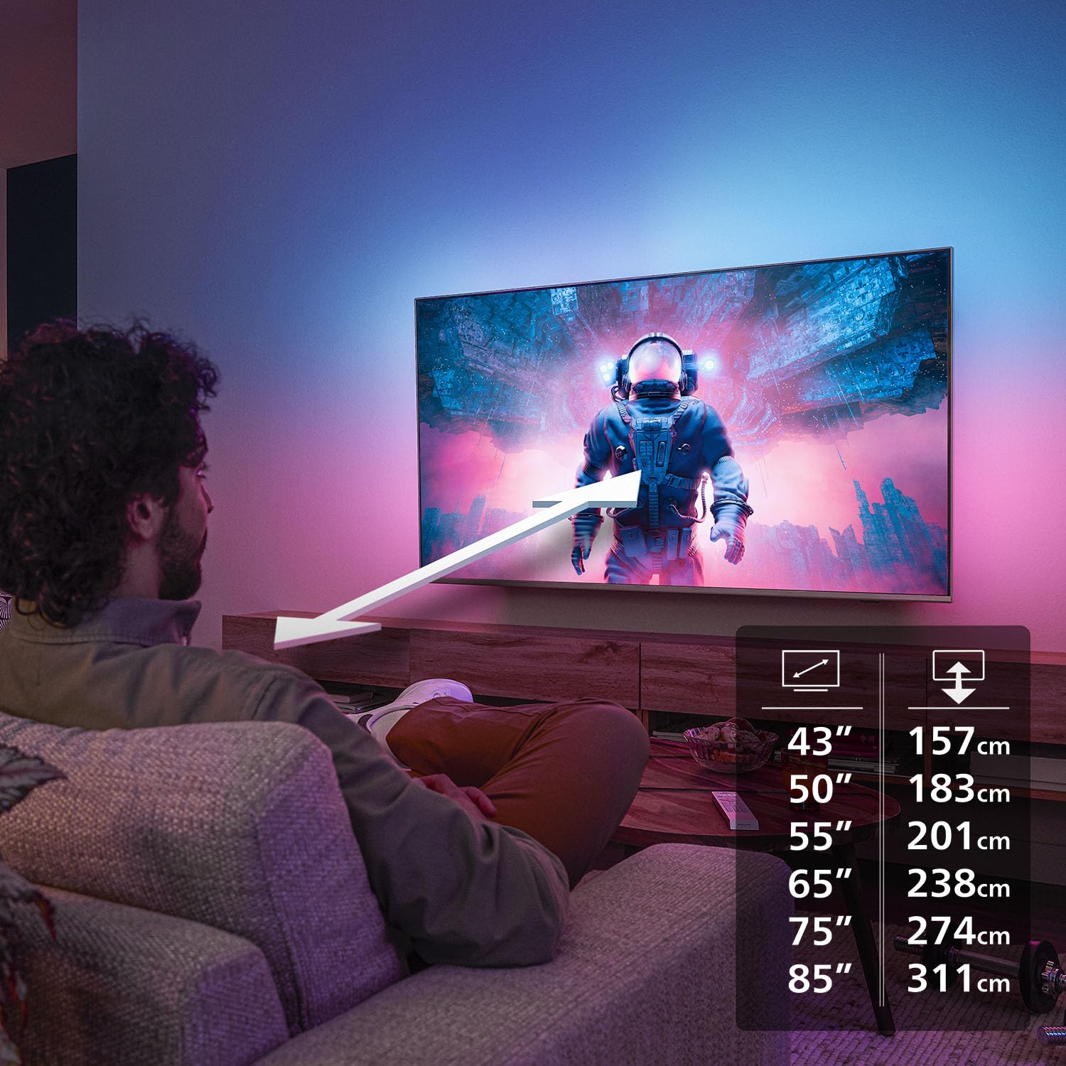 Philips Ambilight 43PUS8500 4K LED Smart TV - 43 Zoll Display mit Pixel Precise Ultra HD, Titan OS, Dolby Vision und Dolby Atmos Sound 9