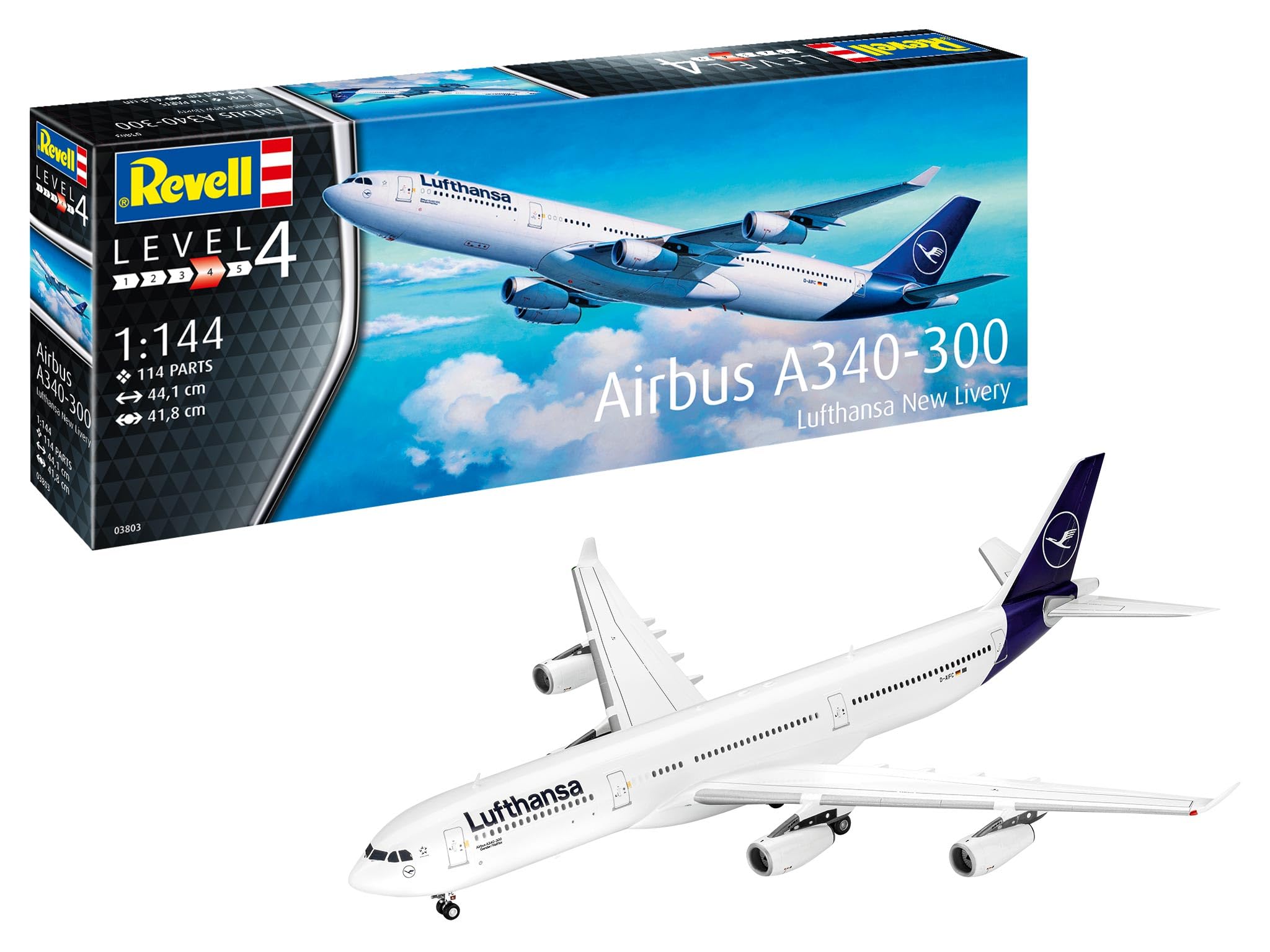Revell 03803 A340-300 Lufthansa New Livery 1:144 Scale Unbuilt/Unpainted Plastic Model Kit