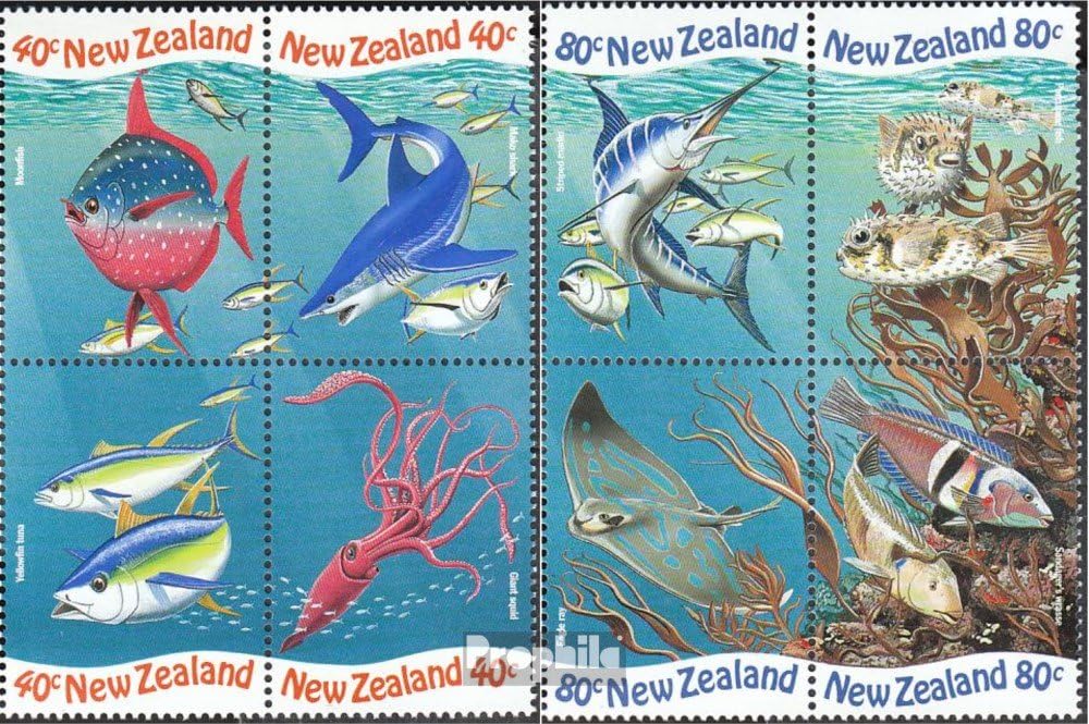 1998 Fauna Marina Prophila Collection Nueva Zelanda 1711-1718 Bloque de