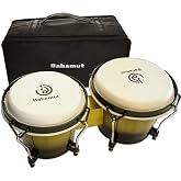 BAHAMUT 6"+7" Wooden Bongo Drums for Adults Kids Beginners, Bongos with Bag | Poplar Shells with Goatskin Heads for Warm, Balanced Tone; Compact 6" &amp; 7" Set for Practice; Tuning Wrench &amp; Bag Included