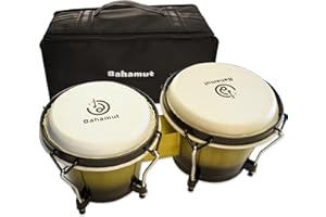 BAHAMUT Bongo Drum Set, 6"+7" Wooden Bongos for Adults & Kids Beginners, Ideal Percussion for Education and Practice, Comes with Tuning Wrench & Waterproof Bag