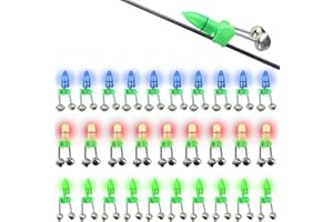 HLOGREE LED Night Fishing Rod Bait Alarm Bell 30pcs/40pcs with Dual Ring Bells Fishing Indicator Fish Bait Alarm Portable Fishing Accessories Bait Alarm Bell Rod Clip Tip for Fishing