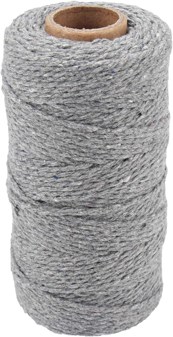 McFanBe 328 Feet Cotton Baker's Twine Spool 10 Ply,Crafts Twine String for DIY Crafts and Gift Wrapping (Grey-1pcs)