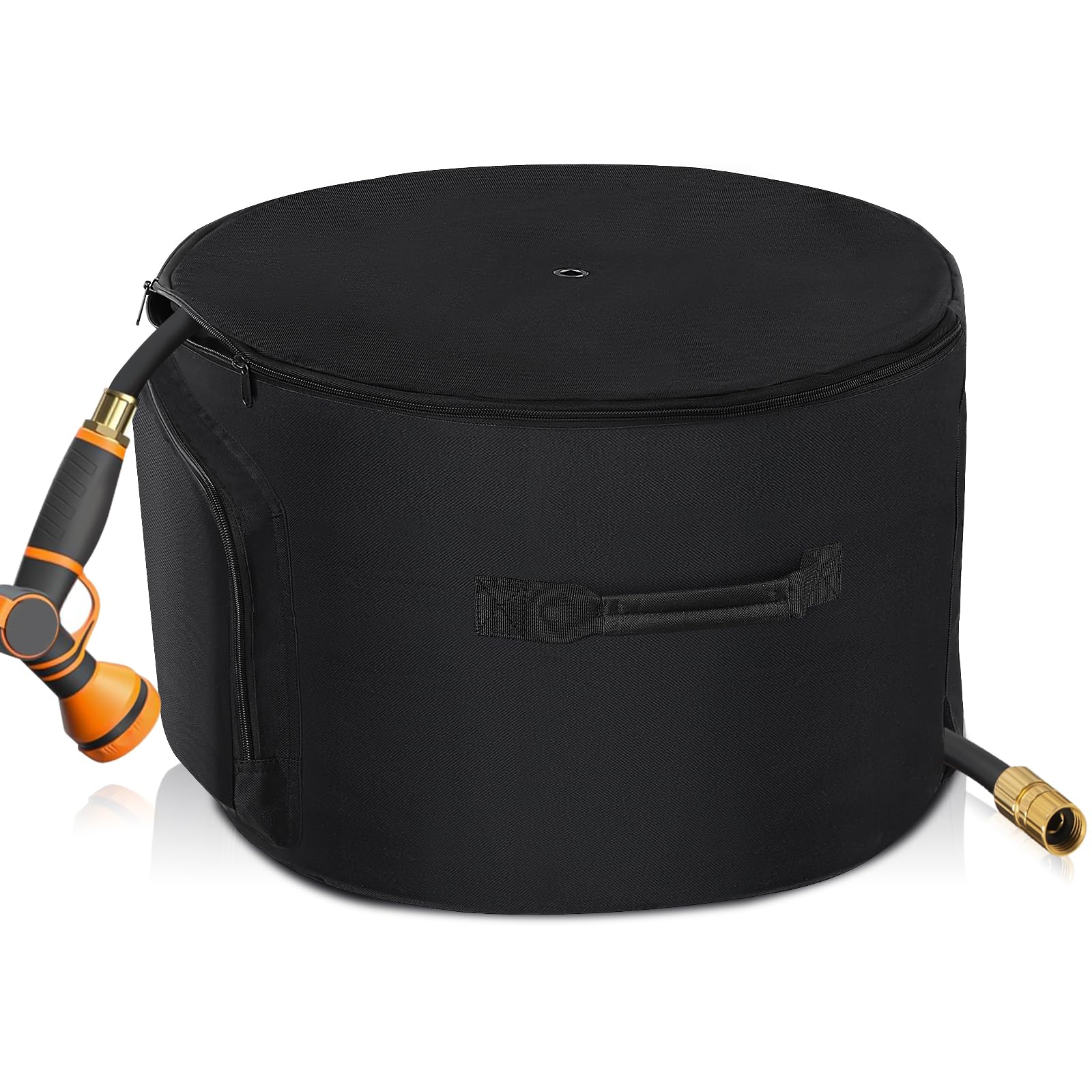 Photo 1 of Garden Water Hose Holder Storage Bag Pot?Water Hose Hider?Holds 150 ft Hose ,Bottom With Drain Holes?Patio and Indoor-Black