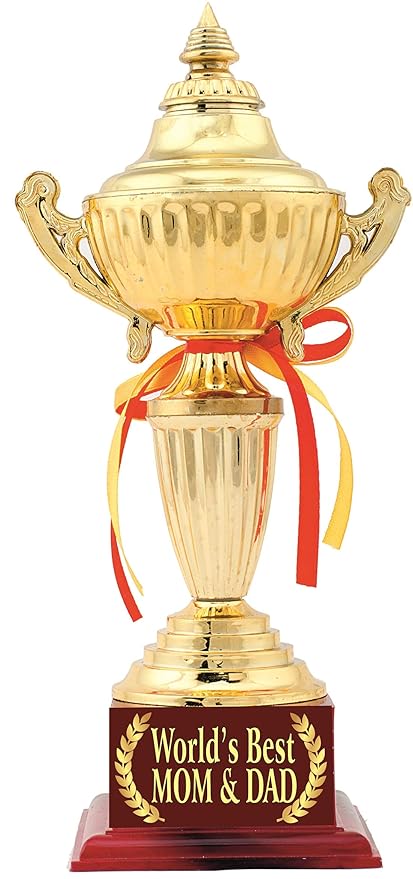 AARK INDIA Fibre Metal Mother and Father Trophy Award (Gold, Standard Size)