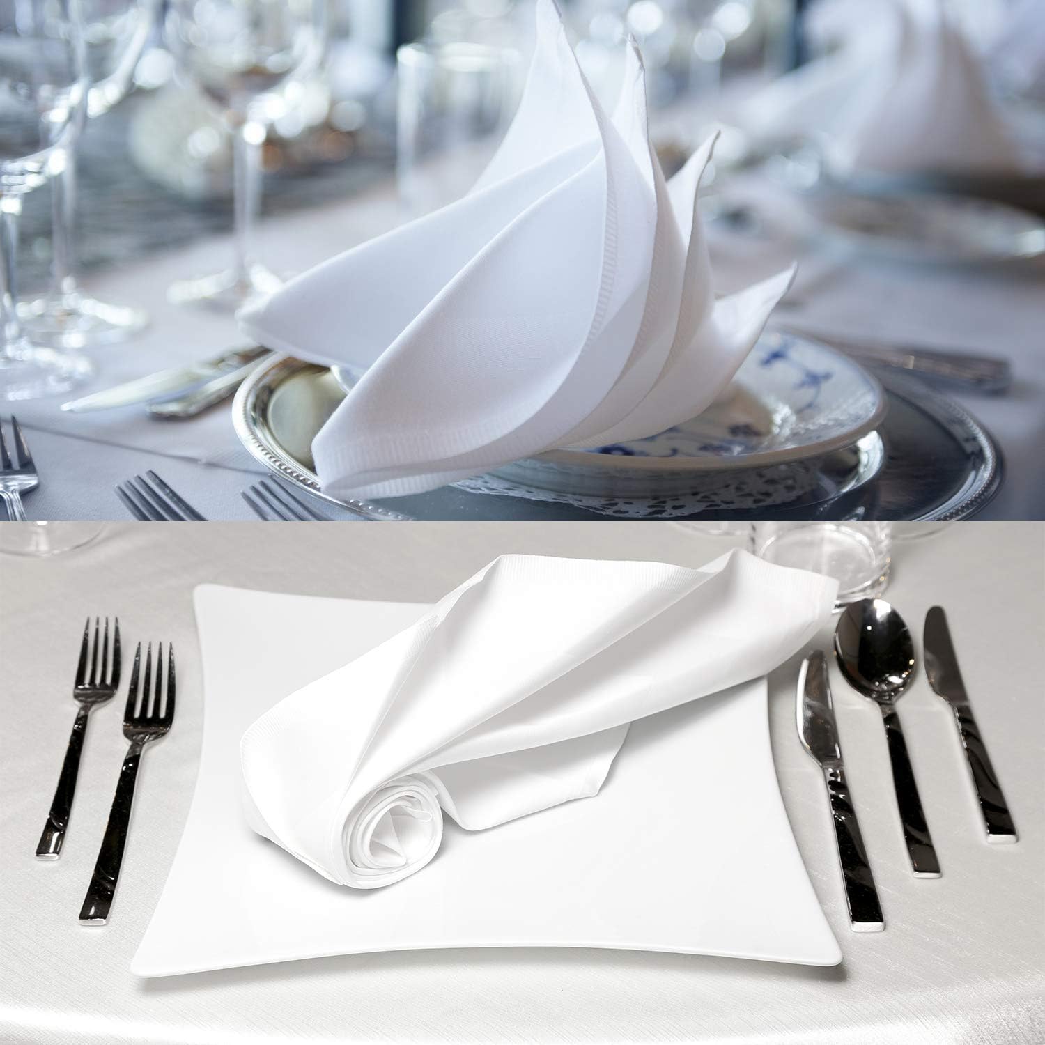 Talvania Cloth Dinner Napkins - 12 Pack Luxuriously Soft & Hotel Quality Cotton Napkins, Brilliant Fabric Napkins (18” X 18”) Perfect for Events, Hotel & Home Use (White): Home & Kitchen