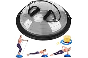 Zeatly Half Balance Ball Trainer, Half Yoga Exercise Ball with Resistance Bands and Foot Pump, Balance Trainer for Stability Training, Strength Exercise Fitness, Home Gym Workout Equipment