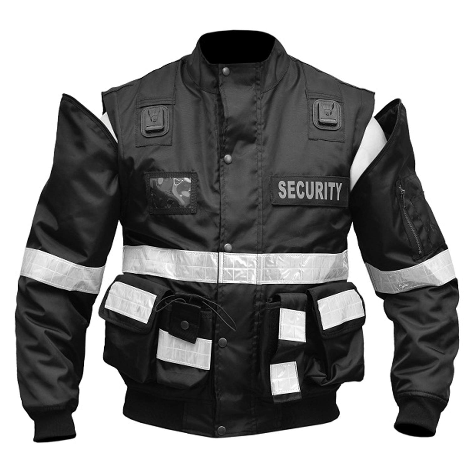RAC3 Mens 2 in 1 Oxford Security Doorman Vest, Jacket with Removable Sleeves (L) Black