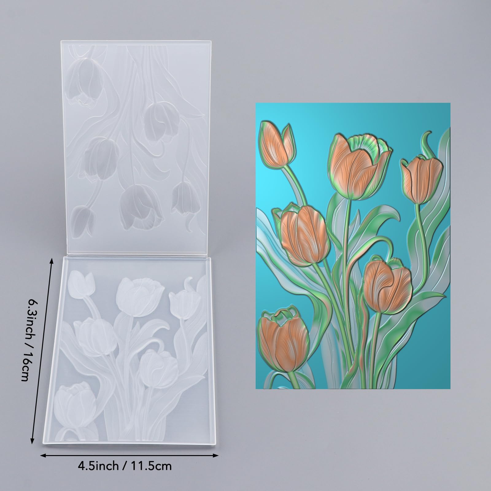 BAOFALI 3D Flowers Theme Plastic Embossing Folders Tulip for DIY Scrapbooking Photo Album Card Paper Craft Decoration for Card Making,Embossing Template Paper Card Embossing Stencil