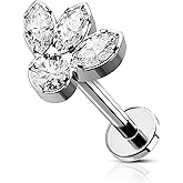 COCHARM Star Helix/Conch/Cartilage Piercing Jewelry Flat Back 16G 8mm - Threadless Conch/Cartilage Earring Stud, Push Pin Surgical Steel Lip Labret Lobe Stud Jewelry in Gold & Silver