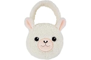 June Garden 11" Plush Llama Girl Handbag – Soft Sherpa Animal Purse with Zipper Closure – Toddler Shoulder Bag for Girls Age 2+