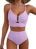 Herseas Womens High Waisted Bikini Sets Ribbed 2