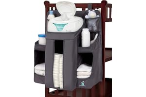 hiccapop Hanging Diaper Organizer for Changing Table and Cribs, Diaper Stacker and Nursery Organizer, Hanging Diaper Caddy Baby Essentials