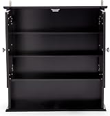 VonHaus Bathroom Mirror Cabinet Black 2 Door 3 Shelves Open Shelf H58 W56 D13 view 9