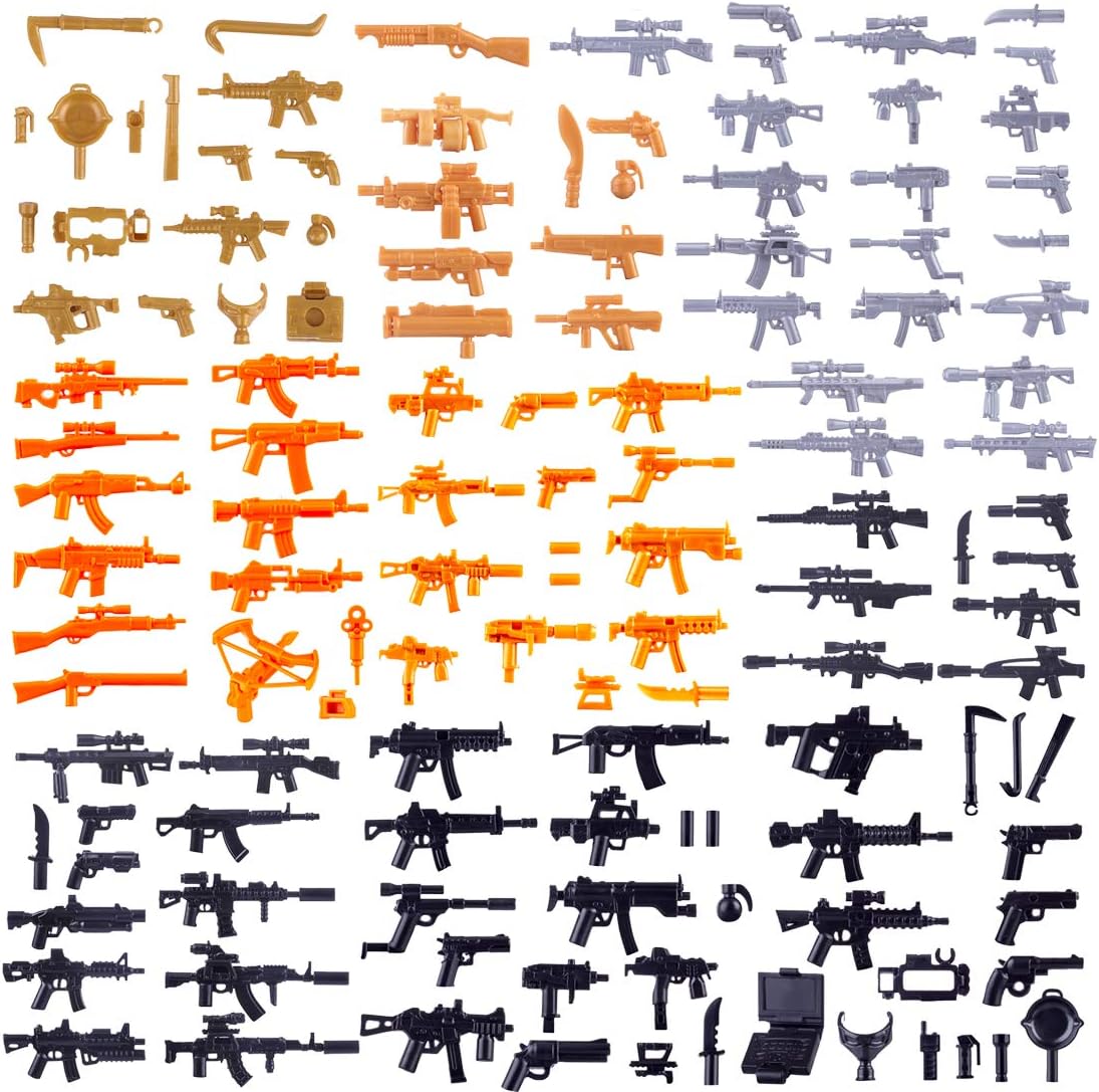 BOROK 129Pcs Weapons Set Custom for LEGO Mini Figures SWAT Team Soldiers Police